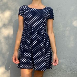 Navy Blue and White Polka Dot Mini Dress